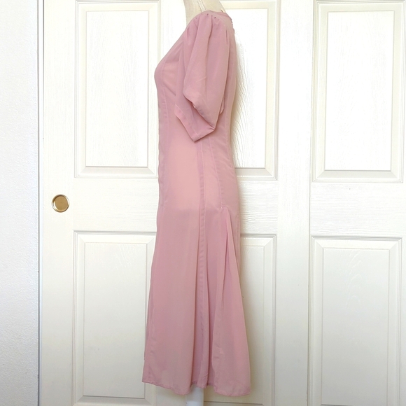 Anthropologie Modern Sheer Midi Dress in Pink - Picture 6 of 11